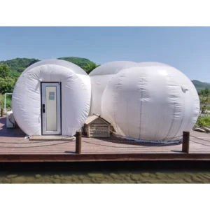 3-Room Clear Inflatable Resort Glamping Bubble Hotel with Silent Blower from China Inflatable Factory