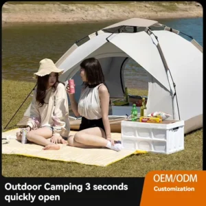3-Second Instant Setup Fiberglass Oxford Pop-Up Tent, Waterproof, Silver-Coated UV Protection, 2-4 Person
