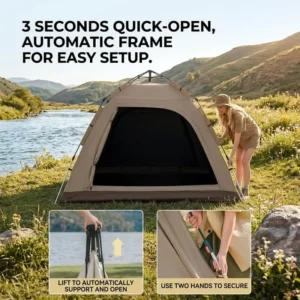 3 Second Pop Tent Automatic Hydraulic Frame Single Summer Tent for 3-4 People Polyester Oxford Family Camping and Outdoor Events OEM