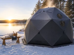 3 in 1 Dome Tent Sauna Ice Fishing Camping 8-10 Person Insulated Waterproof Oxford Large Outdoor Shelter