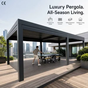 3 x 6 Aluminum Garden Pavilion, Factory Direct, Adjustable Roof, Hard Top, Louvered Canopy
