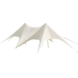 30 Persons 15m Double Peaks Outdoor Camping Waterproof Beach Sun Shade Canvas Fabric Canopy Star Shape Tent for Outdoor Event