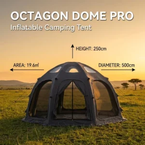 320G TC Cotton Octagonal Dome Inflatable Tent 500cm 3 Door 5 Window Camping Glamping 5 8 Person 4 Season