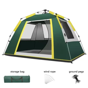 34 Person Automatic Pop Four-season Double Layer Oxford Camping Tent 4 Sides 1 Door 3 Windows Waterproof Silver Coated