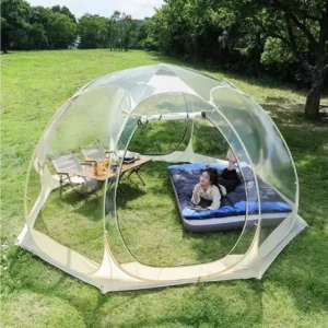 360 Panoramic Clear Aluminum Film Bubble Tent Four-Season Pop-up PVC Starry Sky Dome for Glamping Restaurant Winter Warmth