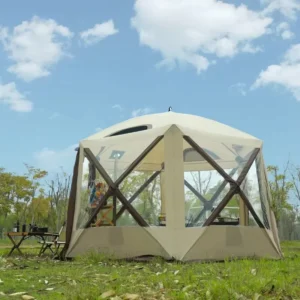 360cm Hexagon Camping Dining Tent PVC 300D Oxford Waterproof PU Coated Four-season Portable Large Space for 8-11 People