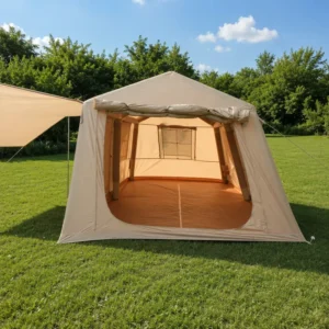 Inflatable Ridge Family Shelter 420D Oxford Khaki Camping Cabin 396x270x200cm Air Column Glamping Bulk