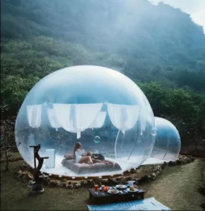3m Outdoor Inflatable Transparent Bubble Party Tent with 2m PVC Channel, Single Layer