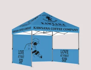 3×3 Commercial Outdoor Pop-Up Canopy Tent with Full Backwall and Tablecloth for Catering and Trade Shows