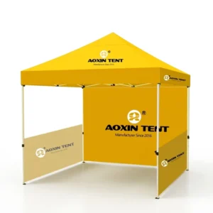 3×3 Folding Gazebo Outdoor Pop-Up Canopy Tent with Aluminum Frame, Steel Construction, Fabric Side Wall for Camping