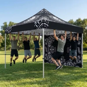 3×3 Outdoor Full Color Folding Canopy Tent Heavy Duty Iron Frame with PVC Cover Gazebo Polyester Cover