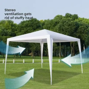 3×3 Pop-up Iron Frame Three-Season Ridge Tent Canopy Outdoor Gathering PE Awning Sunshade Party Wedding Rain Shelter
