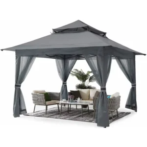 3x3M Aluminium Gazebo Rainproof Outdoor Garden Pergola Sun Protection Canopy for Beach Wedding Party
