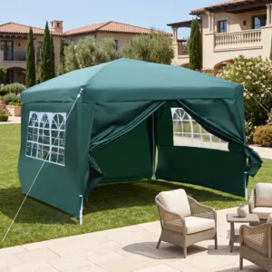 3x3M Outdoor Folding Pop-Up Canopy Tent Trade Show Party Event Gazebo with 4 Side Walls and Zipper Doors