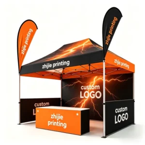 3x3m/3×4.5m/3x6m Pop-Up Folding Gazebo Tent Digital Printing Waterproof UV-Resistant Trade Show Canopy