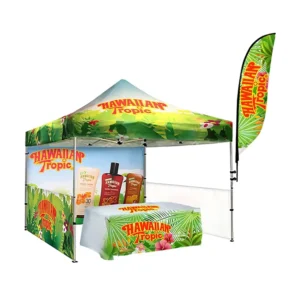 3x3m Advertising Canopy with Beach Flag Customized Outdoor Folding Gazebo Tent for Trade Show