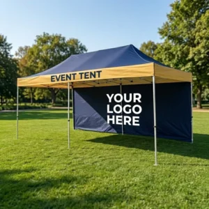 3x3m Foldable Outdoor Market Tent with Waterproof Anti-UV Cover, Heavy Duty Frame and Walls