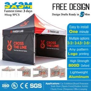 3x3m Instant Folding Tent Custom Logo Printed Pop up Canopy Gazebo for Outdoor Marketing Advertising Promotion Display