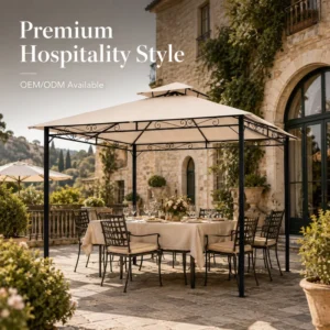 3x3m Metal Outdoor Gazebo With Double Tier Ventilated Roof Decorative Iron Frame for Garden Patio Supply