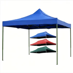 3x3m Outdoor Folding Canopy Green Frame Four-Leg Pop-Up Tent for Stall and Events