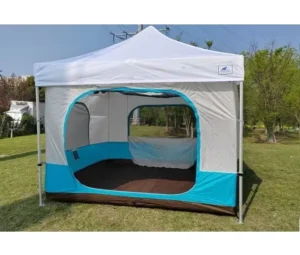 3x3m Picnic Gazebo, 10×10 ft Outdoor Camping Canopy, Waterproof Fire-Retardant Aluminum Frame
