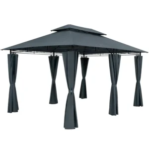 3x4m (10x12ft) Outdoor Gazebo Canopy Pavilion with Removable Curtains