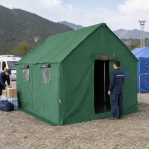 3x4m Heavy Duty Canvas Single Layer Summer Waterproof Windproof Cabin Tent for Outdoor Family Glamping Safari