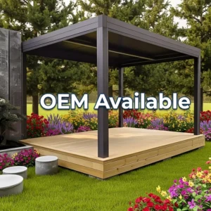 3x4m Outdoor Motorized Aluminum Gazebo Pergola with Alloy Frame and Pressure-Treated Natural Wood for Patio Balcony