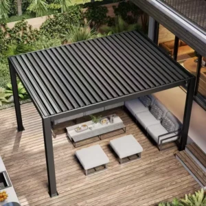 3×6 Aluminium Louvered Garden Arbours Roof Attached House Grey Customizable Dimensions Outdoor