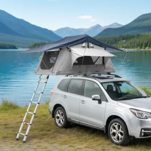Grey Canvas Soft Shell RT01 Model Car Roof Top Tent for 2 3 People Camping