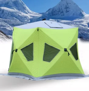 4-5 Person Folding Ice Fishing Tent Insulated Winter Shelter with Chimney for Outdoor Camping & Professional Anglers