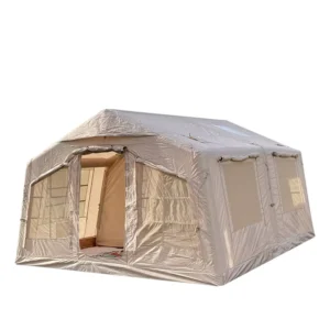 4-6 Person 4-Season Inflatable Glamping Tent, 3000mm Waterproof, Separate Living and Sleeping Areas, 420D Oxford