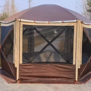 4-6 Person Family Waterproof Windproof Pop-Up Camping Tent Hexagonal Design Summer Outdoor Oxford Fabric