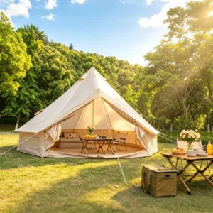 4-8 Person Oxford Bell Tent 13.1ft 4 Season Glamping Yurt Tent with Stove Jack Beige Family Camping Shelter