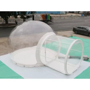 4 Meter Diameter Transparent Inflatable Bubble House with Steel-Framed Tunnel for Glamping from China Inflatable Tent Factory