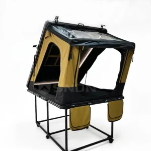 4 Person Aluminum Clamshell Hard Shell Rooftop Tent Canvas Waterproof 4WD Car