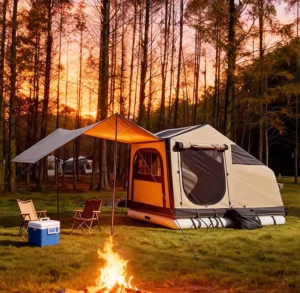 4 Person Folding Car Roof Tent Triangle Aluminium Rack Soft Shell Rooftop Tent for Camping Pick Up Overland Roof Top Tent