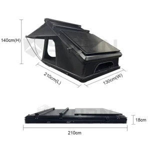 4 Person Four Season 4×4 Offroad Hard Shell Aluminum Rooftop Tent with X-Hinge Canvas and Solar Panel Quick Setup