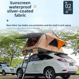 4 Person Large Rooftop Tent No Assembly Required Quick Setup Car Mounted Soft Roof Foldable Camping Tent Pyramid Style