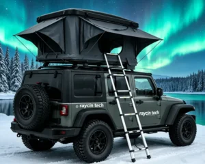 4-Person Large-Space Car Rooftop Tent, All-Season, UV-Resistant, 300 kg Load, with 2.3 m Alloy Ladder for Jeep SUV Outdoor Road Trips