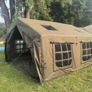 4 Season Dark Green Cotton Canvas Double Layer Quick-Opening Inflatable Air Tent Waterproof Spacious One Bedroom Camping