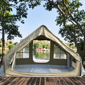 4 Season Inflatable Tent 4+ Person Waterproof Camping Glamping Tent with Sun proof Awning
