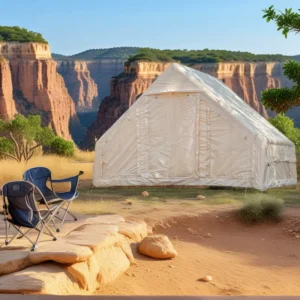 4 Season Portable Inflatable Tent Wood Stove Jack Oxford Cloth Waterproof Winter Camping Tent 3-6 Persons Quick Setup