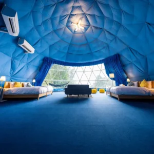 4 Season Prefab Pvc Hotel House Home Tent Luxury Geodesic Glamping Resort Tents Dome House With Bathroom Kitchen Door