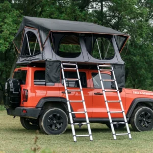4 Season Waterproof 4-Person Soft Shell Rooftop Roof Top Tent Automatic Canvas Aluminum Poles Outdoor Camping Cotton Fabric