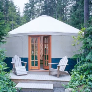 4-Season Waterproof Outdoor Large Canvas Yurt House Tent with Bathroom