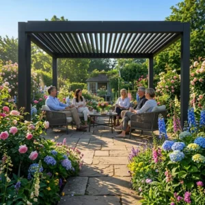 4 x 4 m Retractable Aluminum Pergola, UV Protection, Waterproof Garden Patio Canopy, Factory Direct