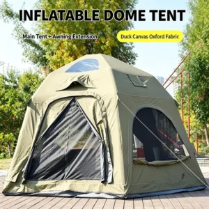4.5m Diameter Beige Round Inflatable Tent Factory Direct Four Season Model Made of Sturdy Cotton Ideal for Luxury Family Camping