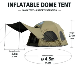 4.5m Diameter Four Season Spherical Inflatable Tent Expandable Canopy Outdoor Waterproof Sunshade Camping Oxford Double Layer