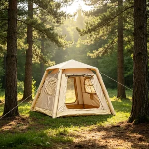 4.6sqm Lightweight Inflatable Tent for 2 3 Person Portable 300D Oxford Air Tent with 2 Doors & 2 Windows